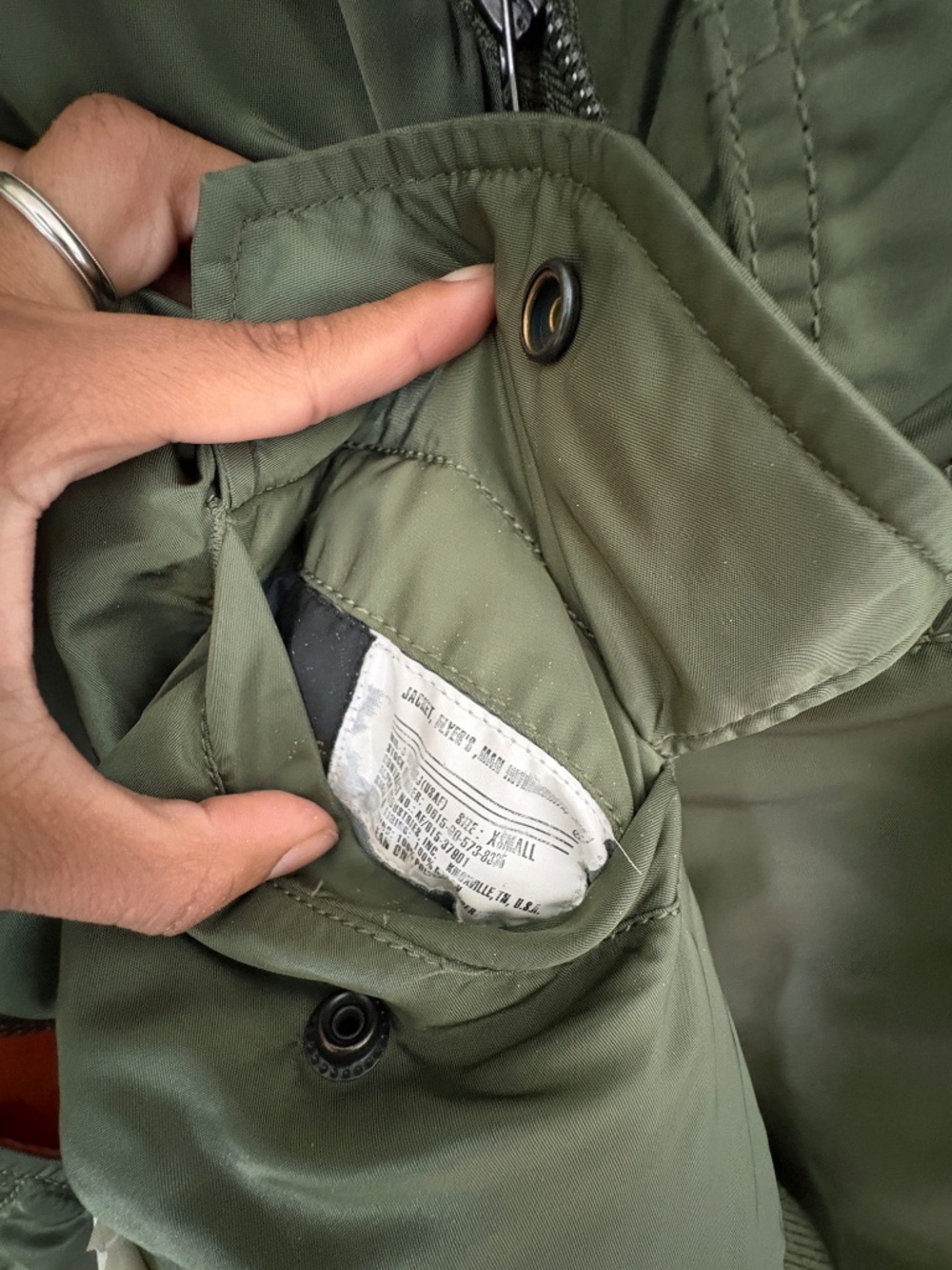 Size XS Alpha Industries MA-1 Military Bomber Flight Jacket Sage Green - Picture 11 of 14